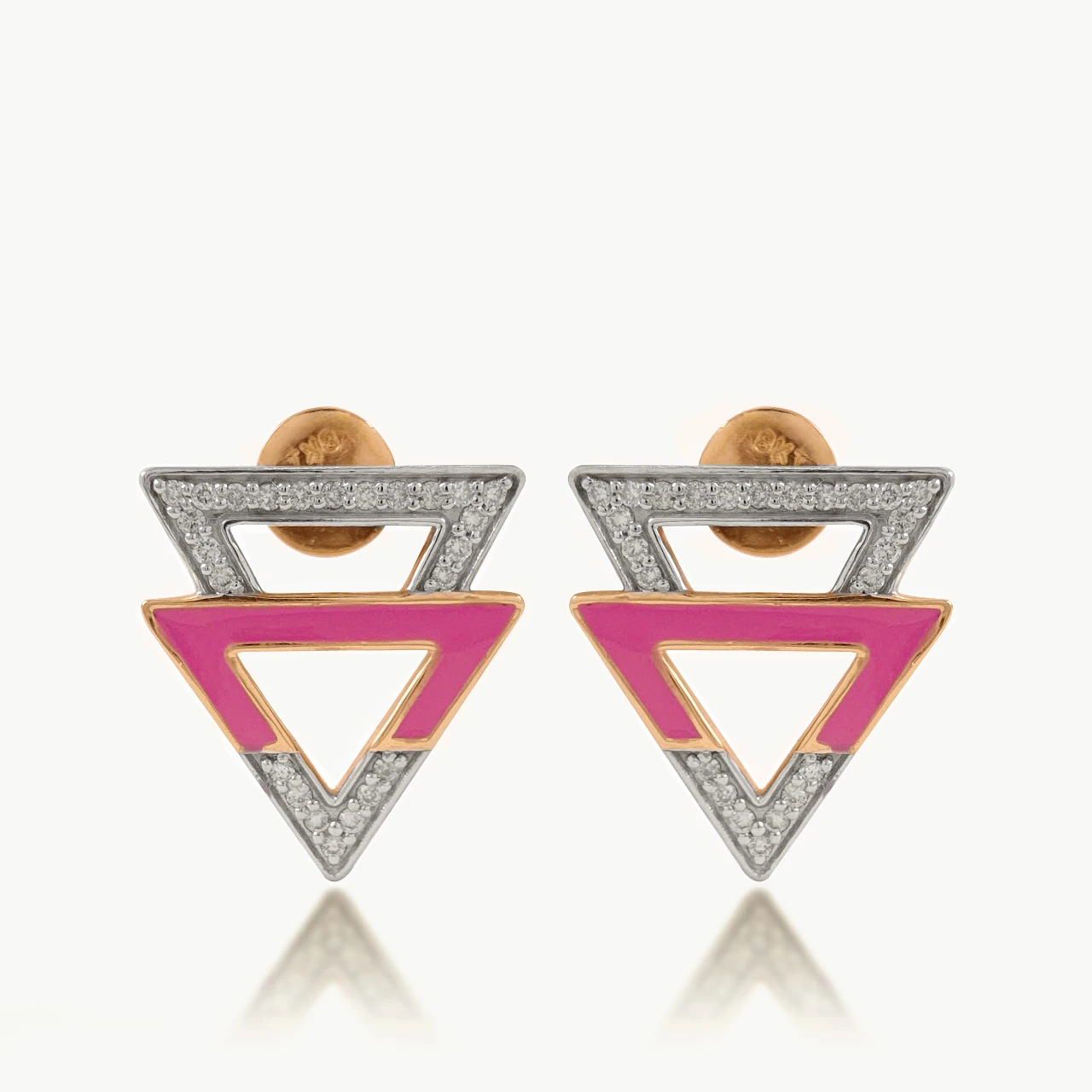 Pink Stylish Diamond Stud Earrings
