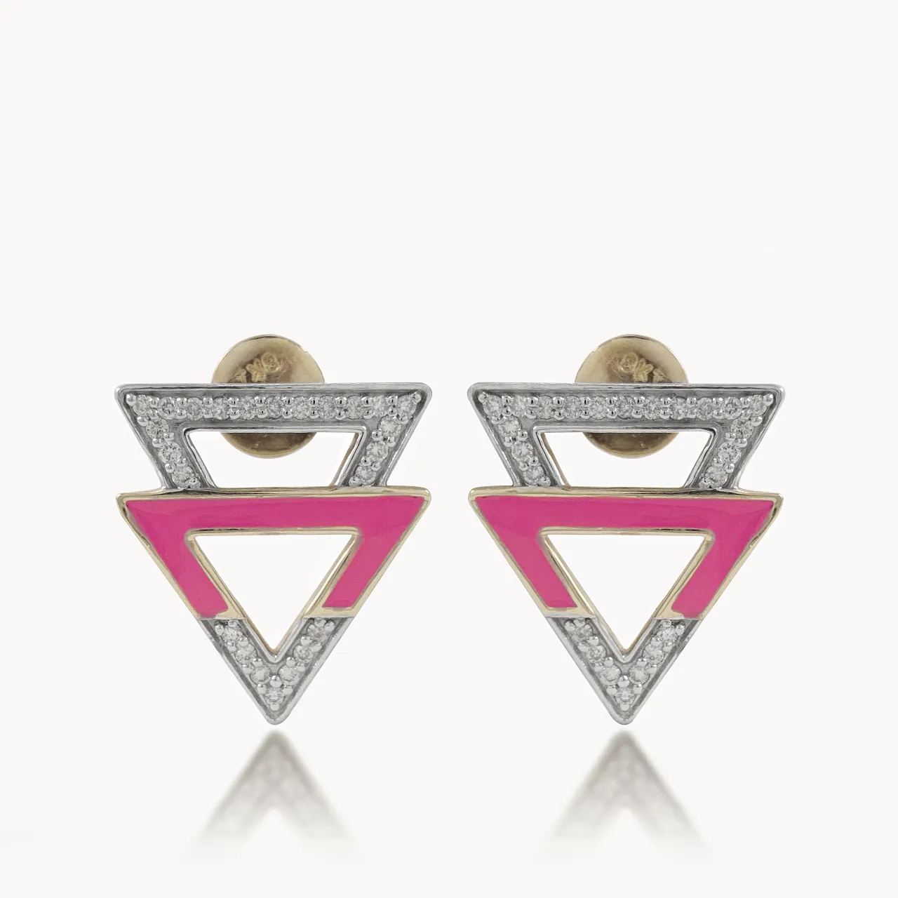 Pink Stylish Diamond Stud Earrings