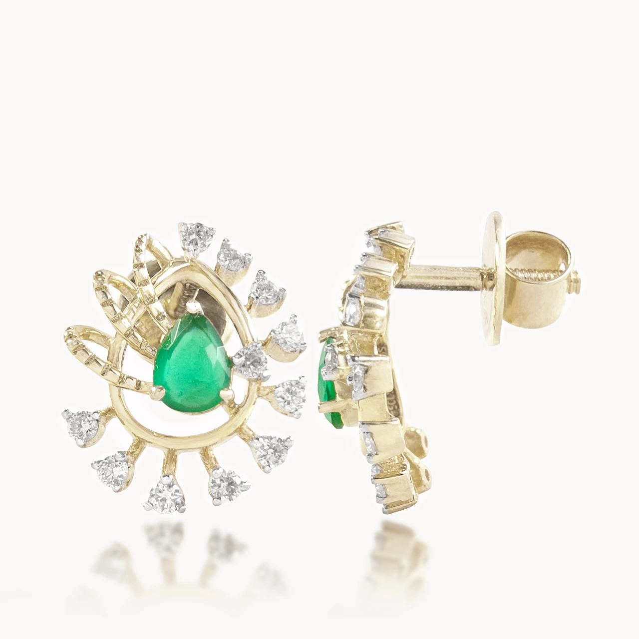 Rylee Pear Design Diamond Earrings