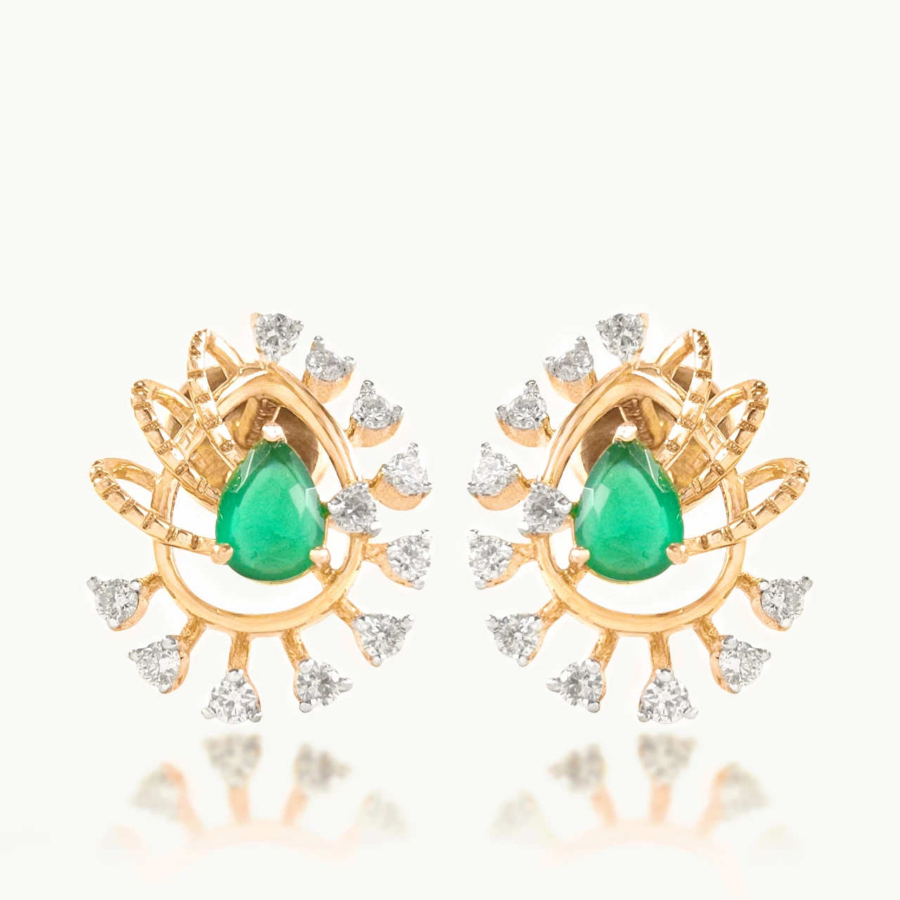 Rylee Pear Design Diamond Earrings