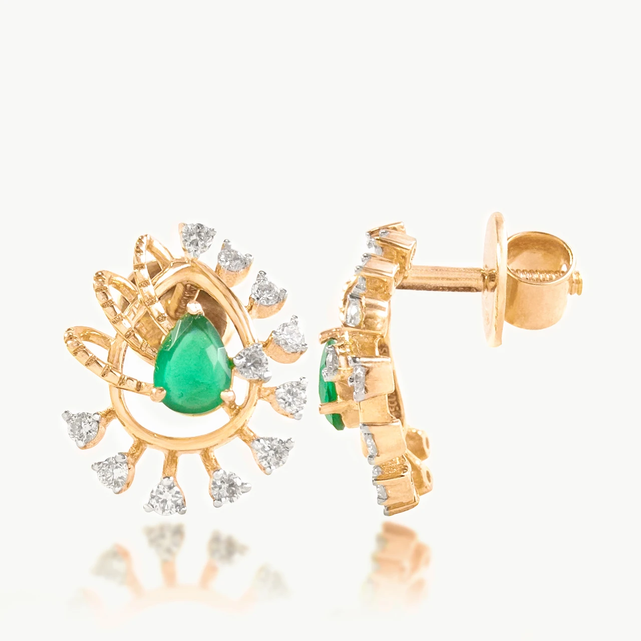 Rylee Pear Design Diamond Earrings