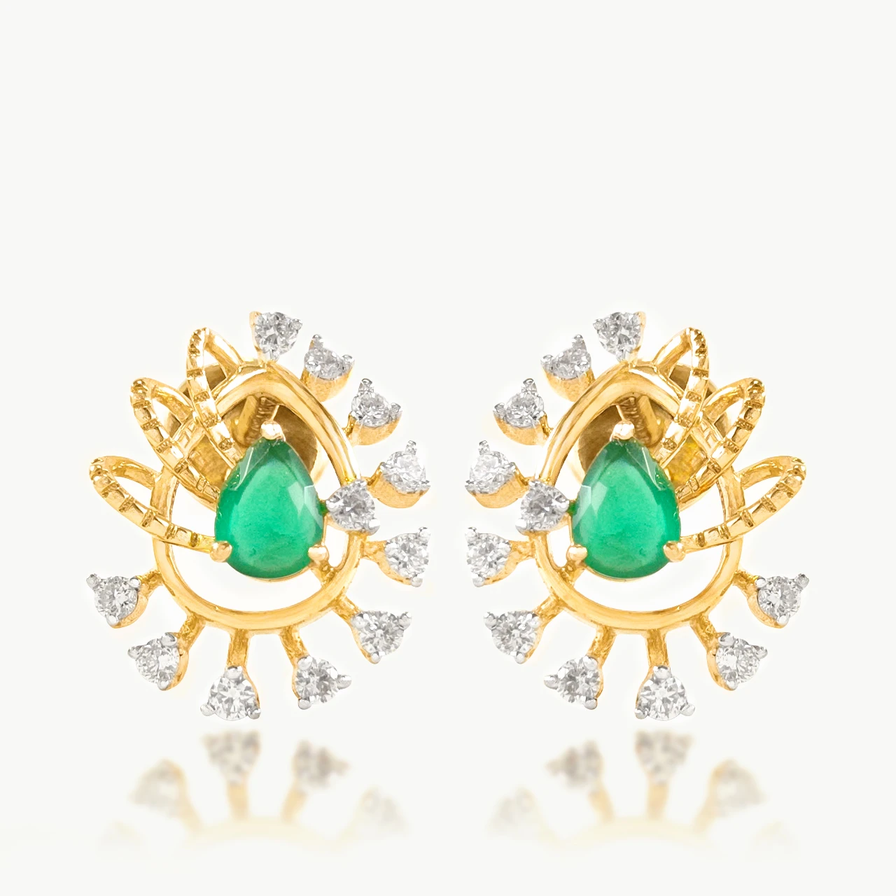 Rylee Pear Design Diamond Earrings