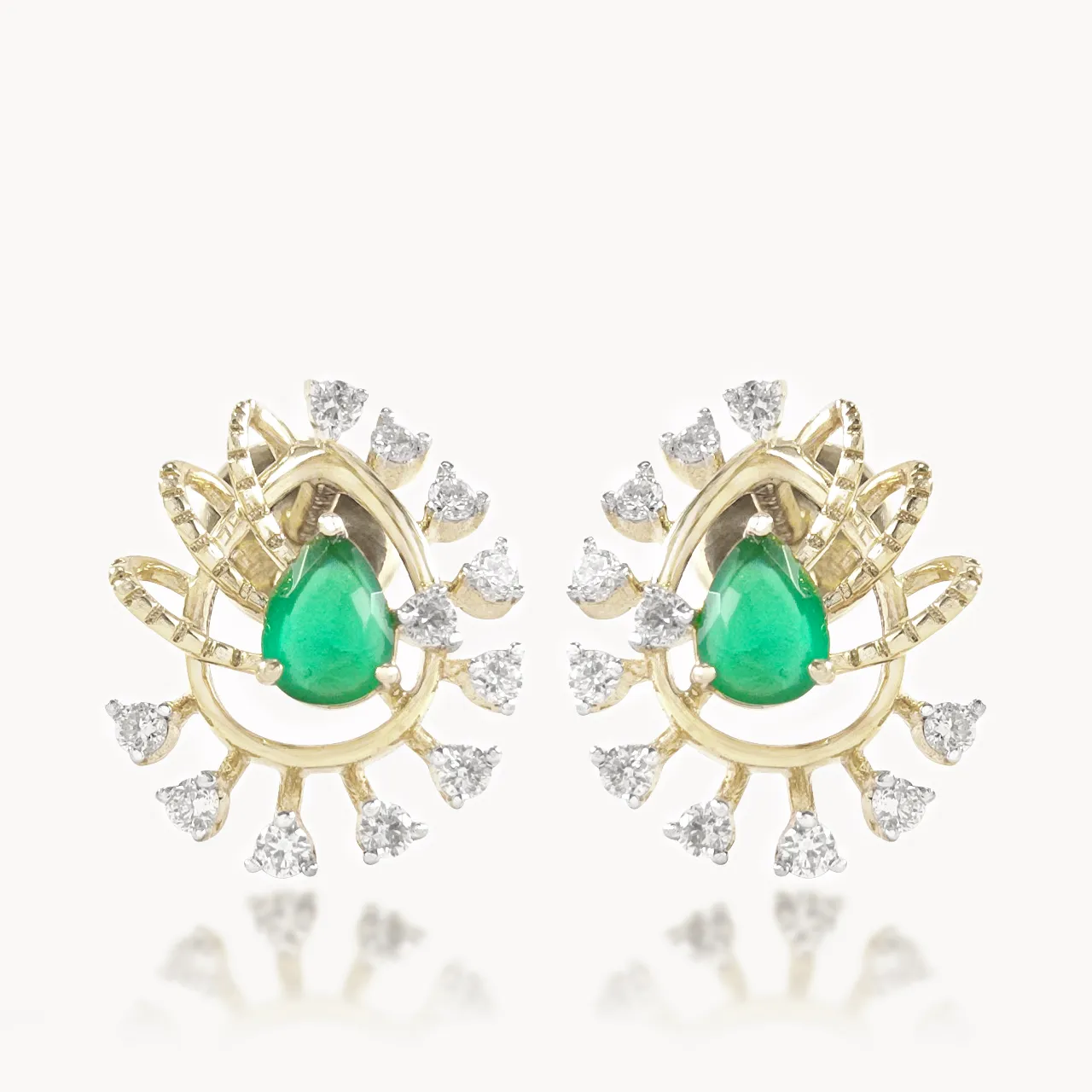 Rylee Pear Design Diamond Earrings