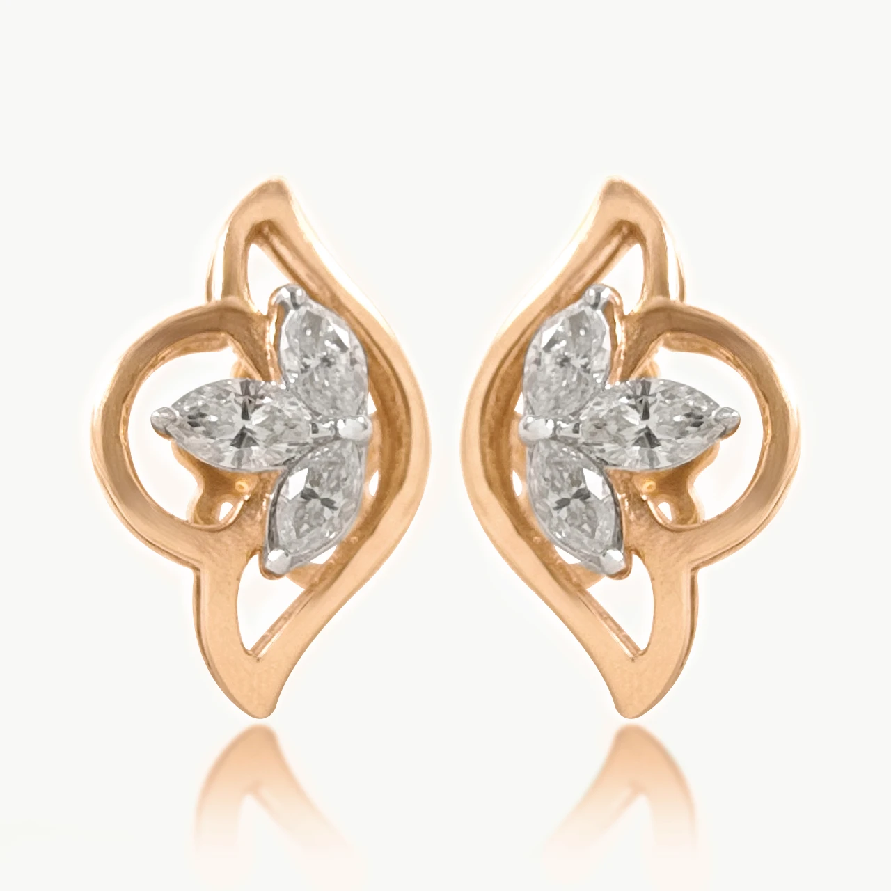 Side Flower Design Diamond Earring