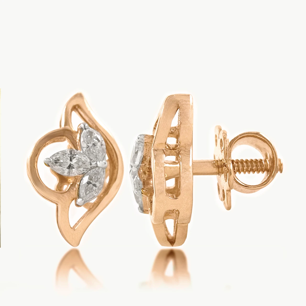 Side Flower Design Diamond Earring