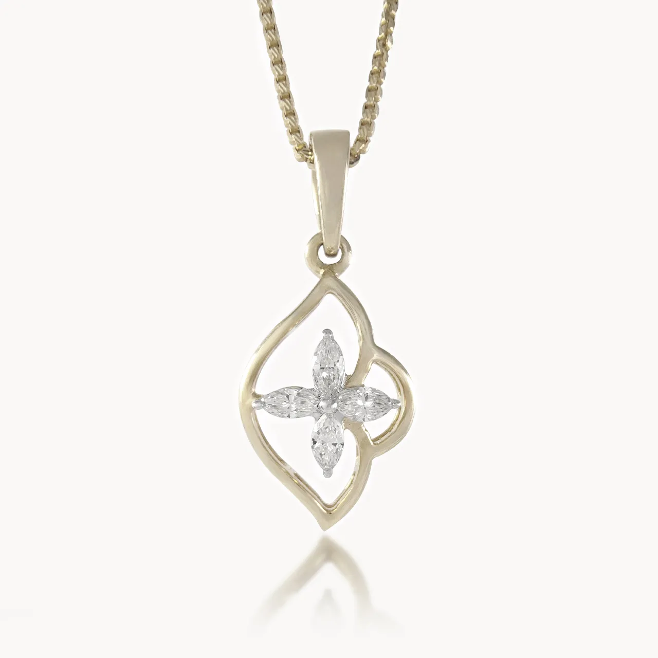 Side Flower Design Diamond Pendant