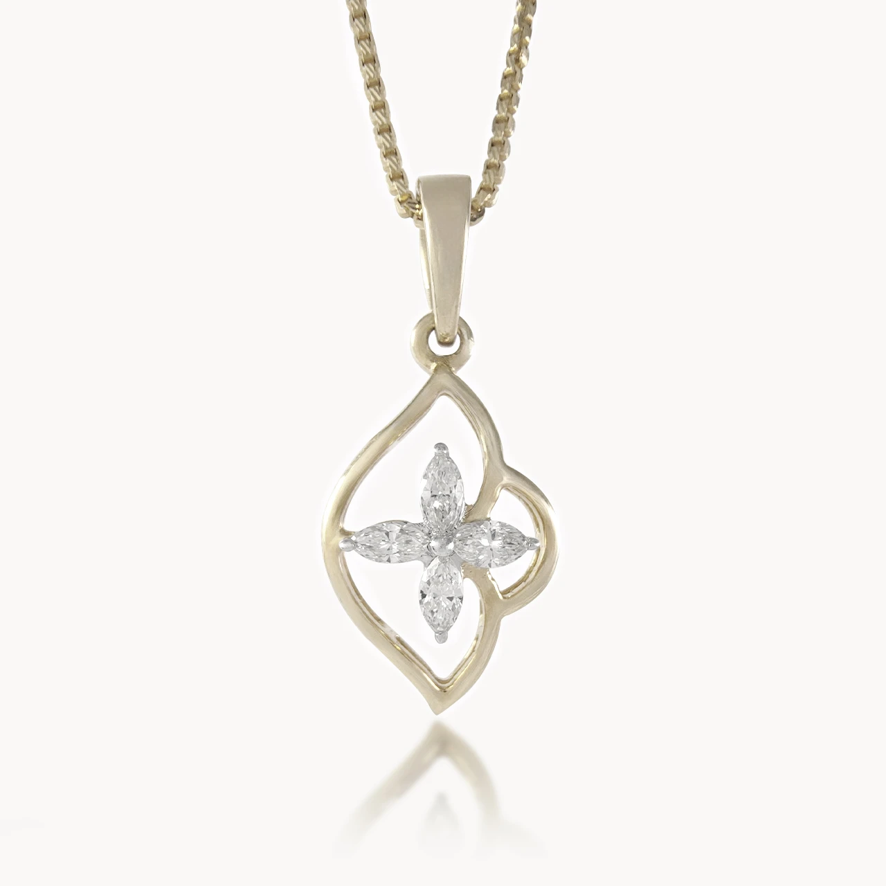 Side Flower Design Diamond Pendant