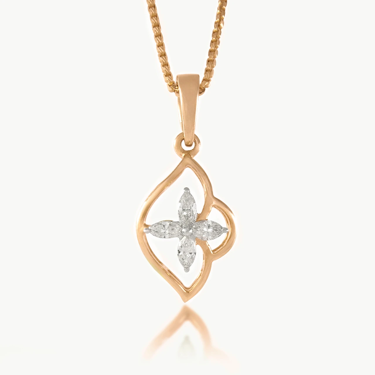 Side Flower Design Diamond Pendant
