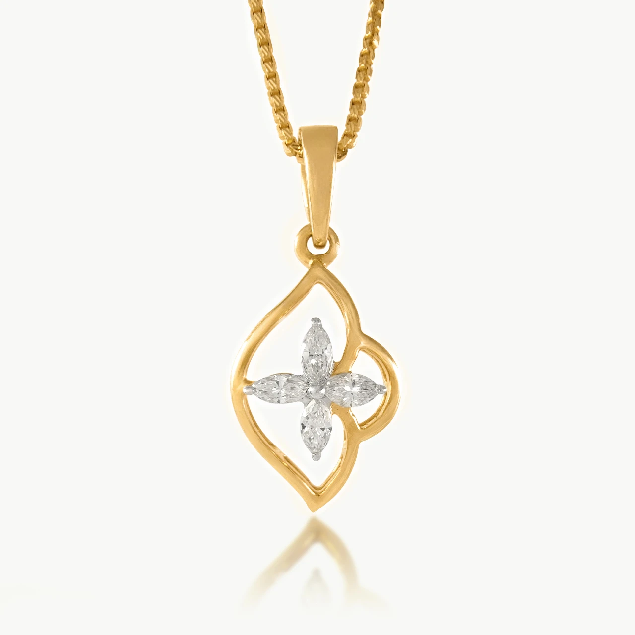 Side Flower Design Diamond Pendant