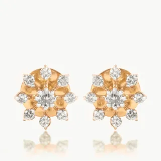 8 Petals Diamond Stud Earrings