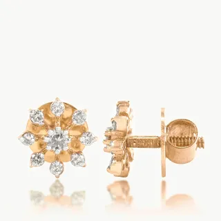 8 Petals Diamond Stud Earrings