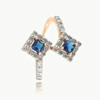 Asher Square Trap Diamond Ring With Blue Stone