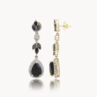 Ava  Magnificent Diamond Earrings With Black Onyx Stone