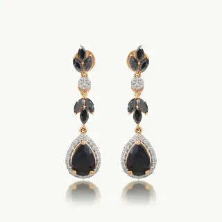 Ava  Magnificent Diamond Earrings With Black Onyx Stone