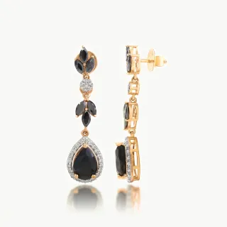 Ava  Magnificent Diamond Earrings With Black Onyx Stone