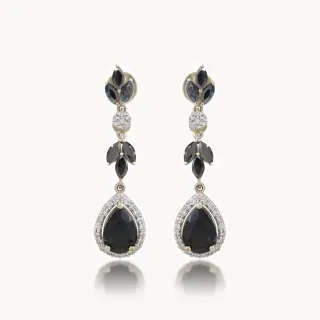 Ava  Magnificent Diamond Earrings With Black Onyx Stone