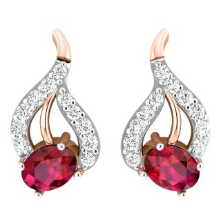 Elle Paisley Red Stone Diamond Stud Earrings