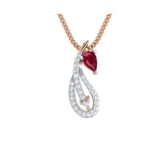 Valery Red Stone Diamond Pendant For Office Wear