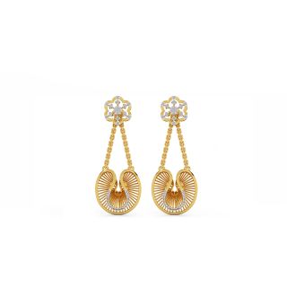 Flower Stud Diamond Dangler Earrings
