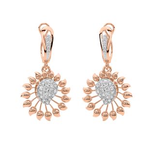 Spike Leaves Design Diamond Earrings
