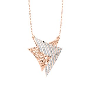 Triangle Interlocked Diamond Pendant With Linked Chain