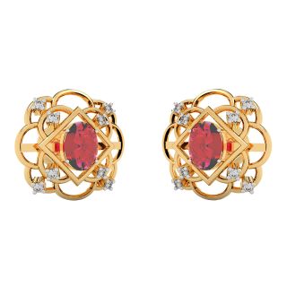 Floral Design Diamond Stud Earrings