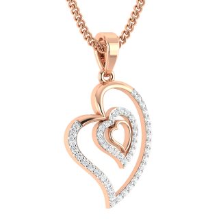 Triple Layer Heart Design Diamond Pendant