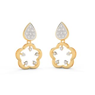 Floral Diamond Dangler Earrings