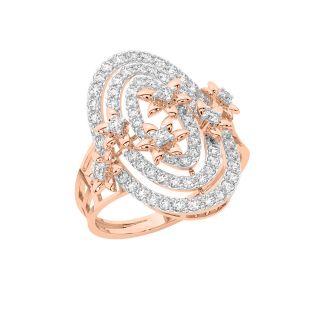 Oval Floral Design Diamond Ring