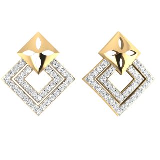 Double Square Round Diamond Earrings