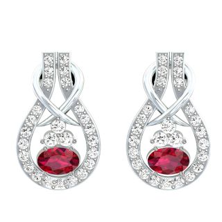 Jessica Round Red Stone Diamond Stud Earrings