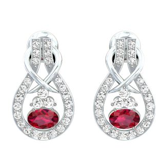 Jessica Round Red Stone Diamond Stud Earrings