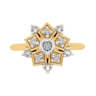 Gold Pentagon Petal Diamond Ring