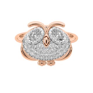 Owl Round Diamond Engagement Ring