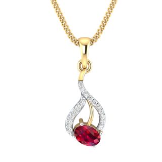 Cara Red Stone Office Wear Diamond Pendant