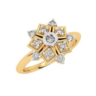 Gold Pentagon Petal Diamond Ring