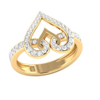 Dual Heart Diamond Engagement Ring