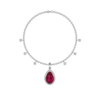 Red Ruby Mini Necklace With Chain