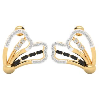 Pearl Design Diamond Stud Earrings