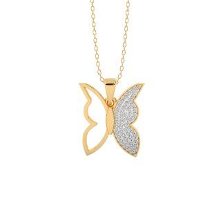 Monarch Butterfly Design Diamond Pendant