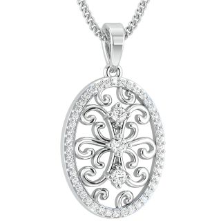 Oval Design Diamond Pendant