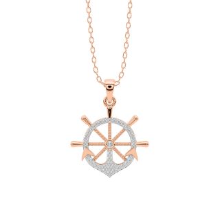 Anchor Wheel Diamond Pendant