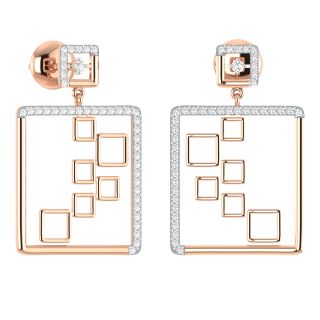 Stylish Inter-Square Diamond Dangler Earrings