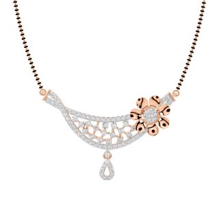 Minimal Diamond Mangalsutra With Flower