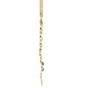 Gold Green Flower Drop Diamond Necklace