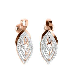 Alize Leaf Design Diamond Stud Earrings