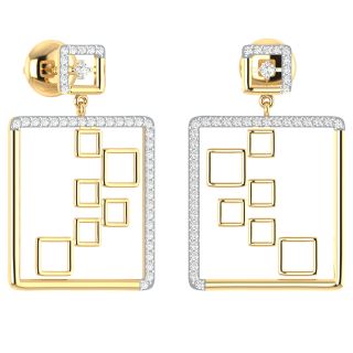 Stylish Inter-Square Diamond Dangler Earrings