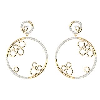 Designer Inter-Circle Diamond Dangler Earrings