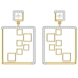 Stylish Inter-Square Diamond Dangler Earrings