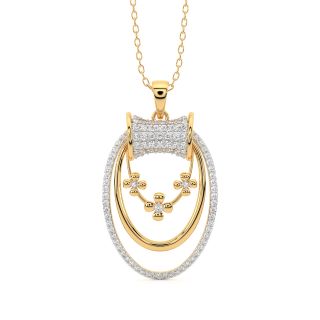 Golden Flower Design Diamond Pendant